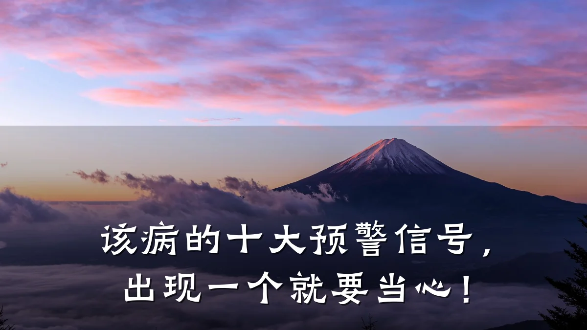 该病的十大预警信号,出现一个就要当心!